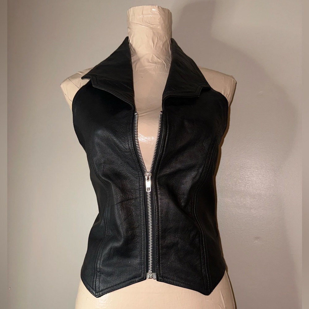 Hot Leathers Vintage Vest Ladies Vsl3001 'Open Back' Halter Motorcycle Medium
